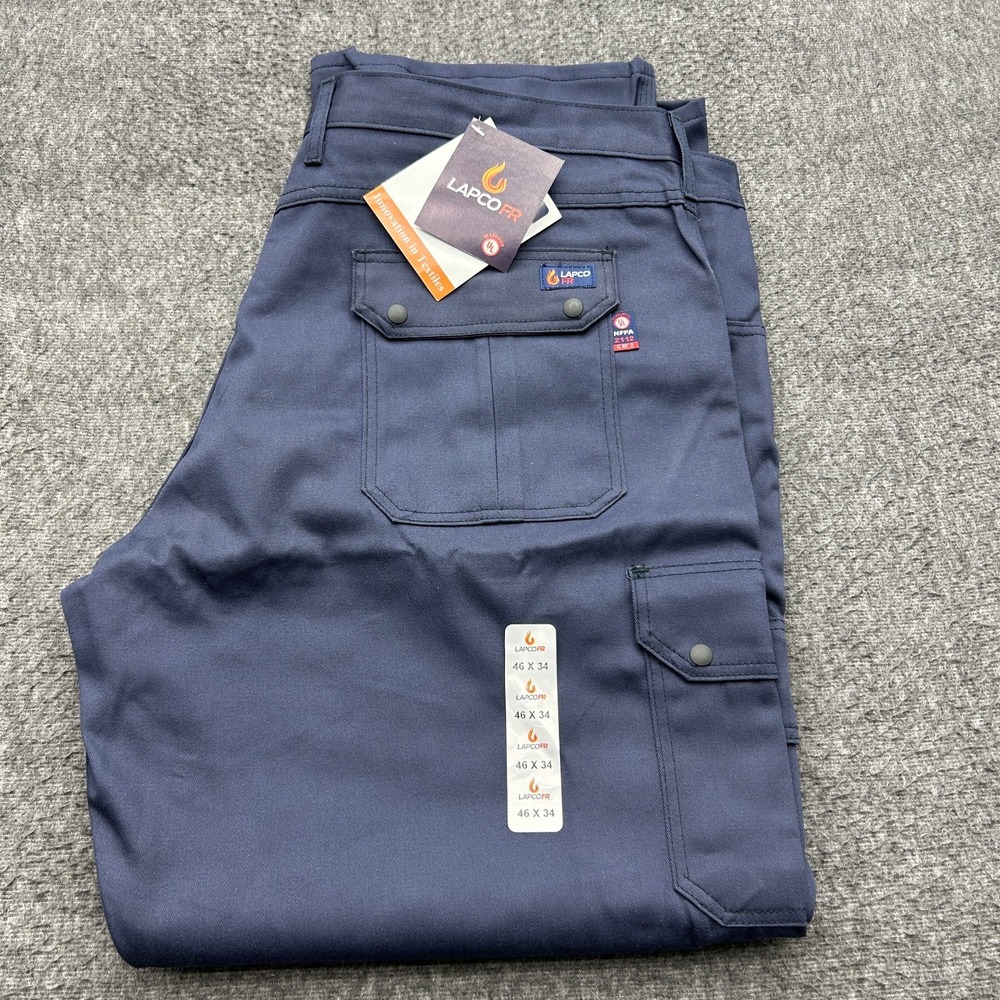 LAPCO FR Mens 46x34 Blue Canvas Flame Resistant Cargo Work Pants